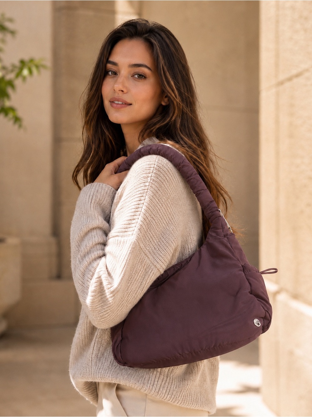 BearPaw Quilted Shoulder Bag in Plum